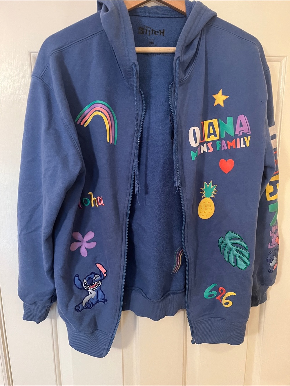Disney Stitch Blue Fleece Hoodie with Logo